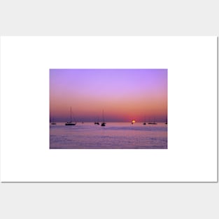 Sailboats in the Purple Glow Posters and Art